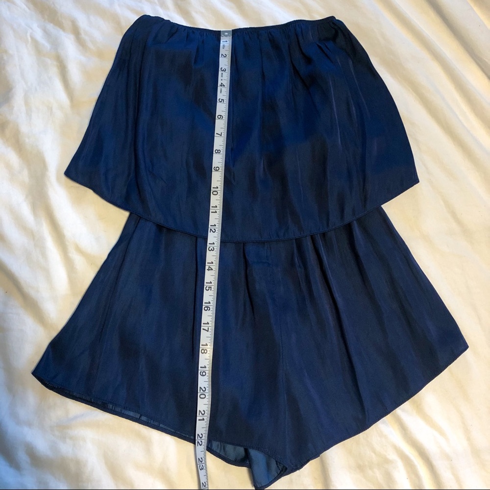 Lulus Catia Navy Satin Strapless Romper small